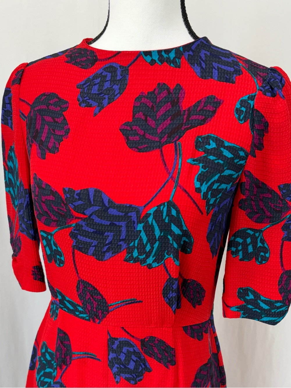 Marc by Marc Jacobs Mareika red tulip print dress textured 100% silk-jacquard 4 - Picture 10 of 17